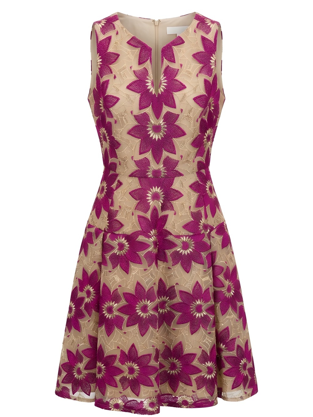 Zac Posen Fuchsia Floral Lace Fit-and-Flare Dress